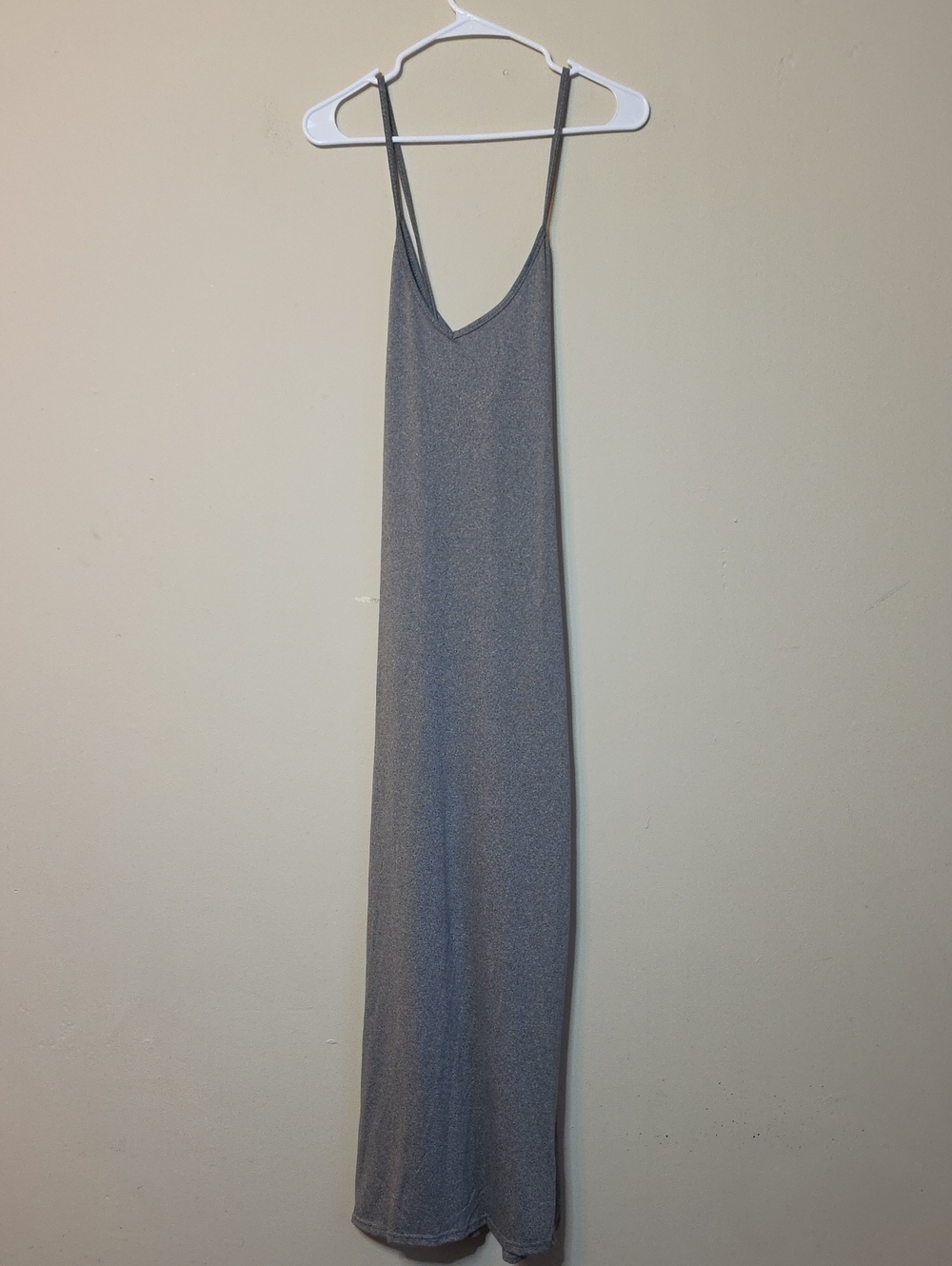 TRUE ROCK Silver-Gray Slip Maxi Dress with Thin Straps